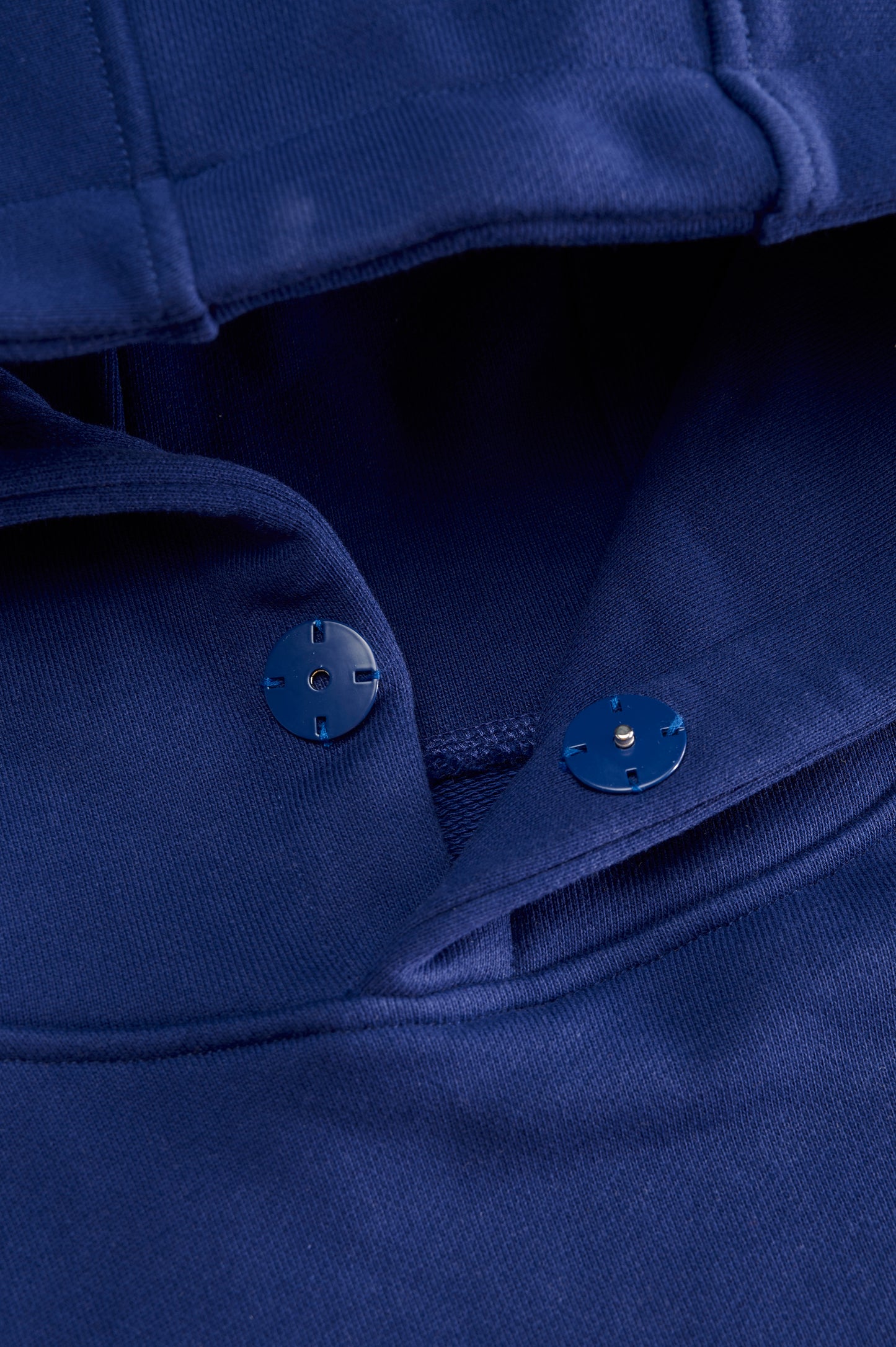 Label-Stitch Blue Hooded Cotton Sweatshirt