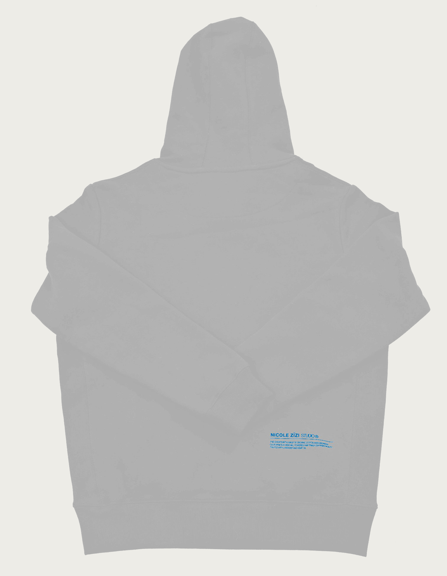 Organic Cotton Box Grey Blue Logo Hooded Sweatshirt