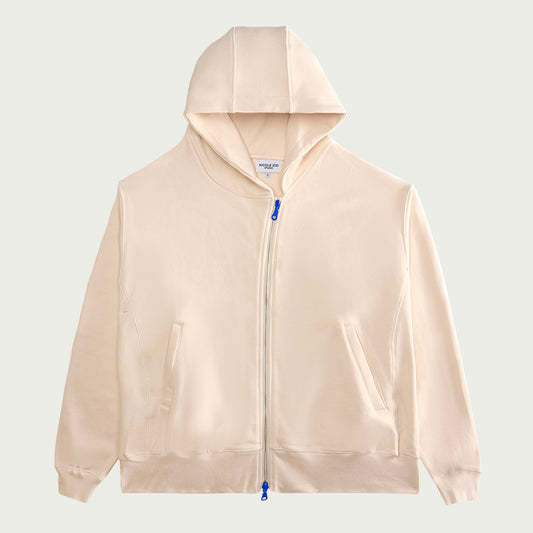 Cotton Off-White Asymmetrical Zip Hooded Sweatshirt