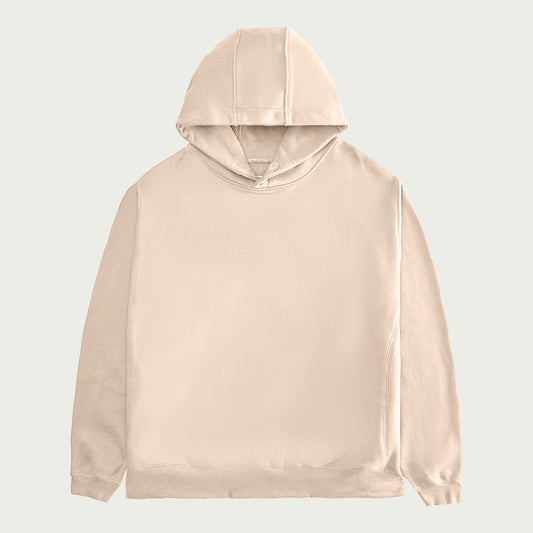 Label-Stitch Off-White Hooded Cotton Sweatshirt