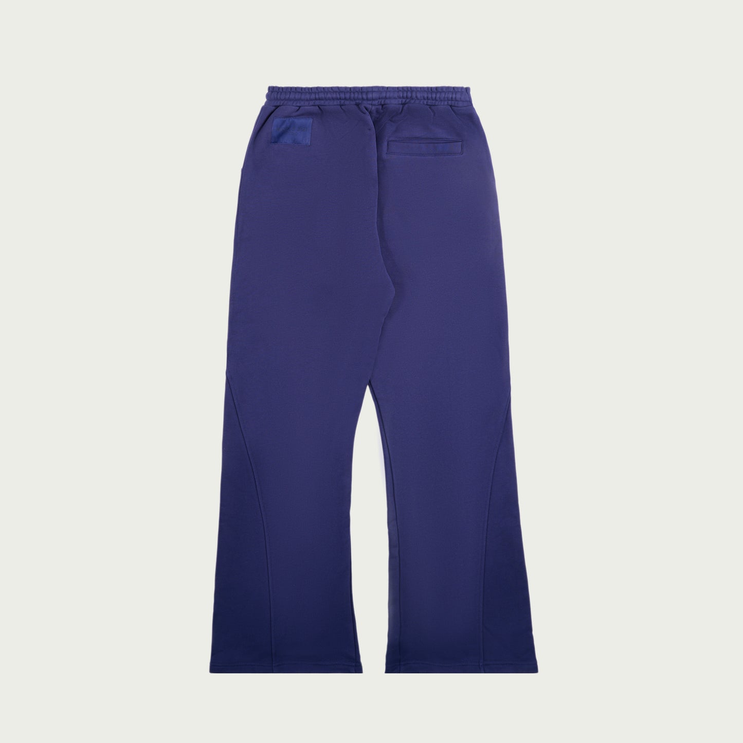 Label-Stitch Blue Cotton Flare Sweatpants