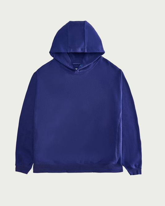 Label-Stitch Blue Hooded Cotton Sweatshirt