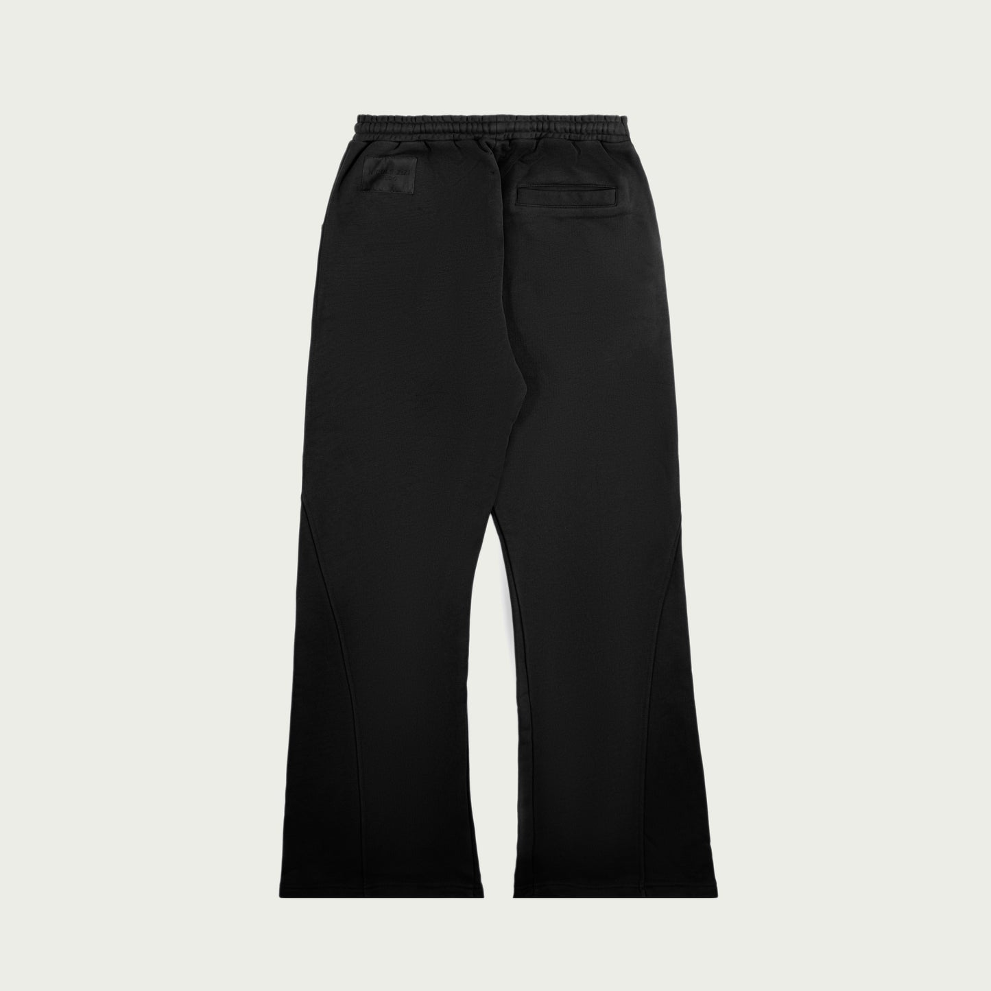 Label-Stitch Black Cotton Flare Sweatpants