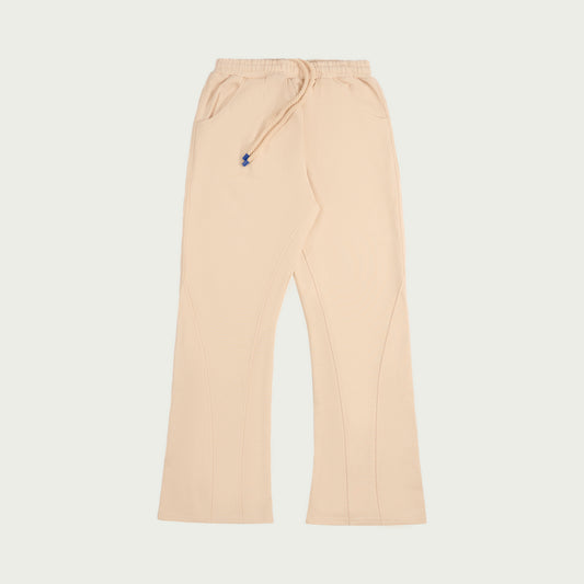 Label-Stitch Off-White Cotton Flare Sweatpants