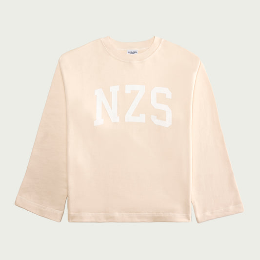 Cotton Off-White Initialed No-Rib Sweatshirt