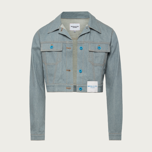 Cropped Recycled Blue Denim Trucker Jacket