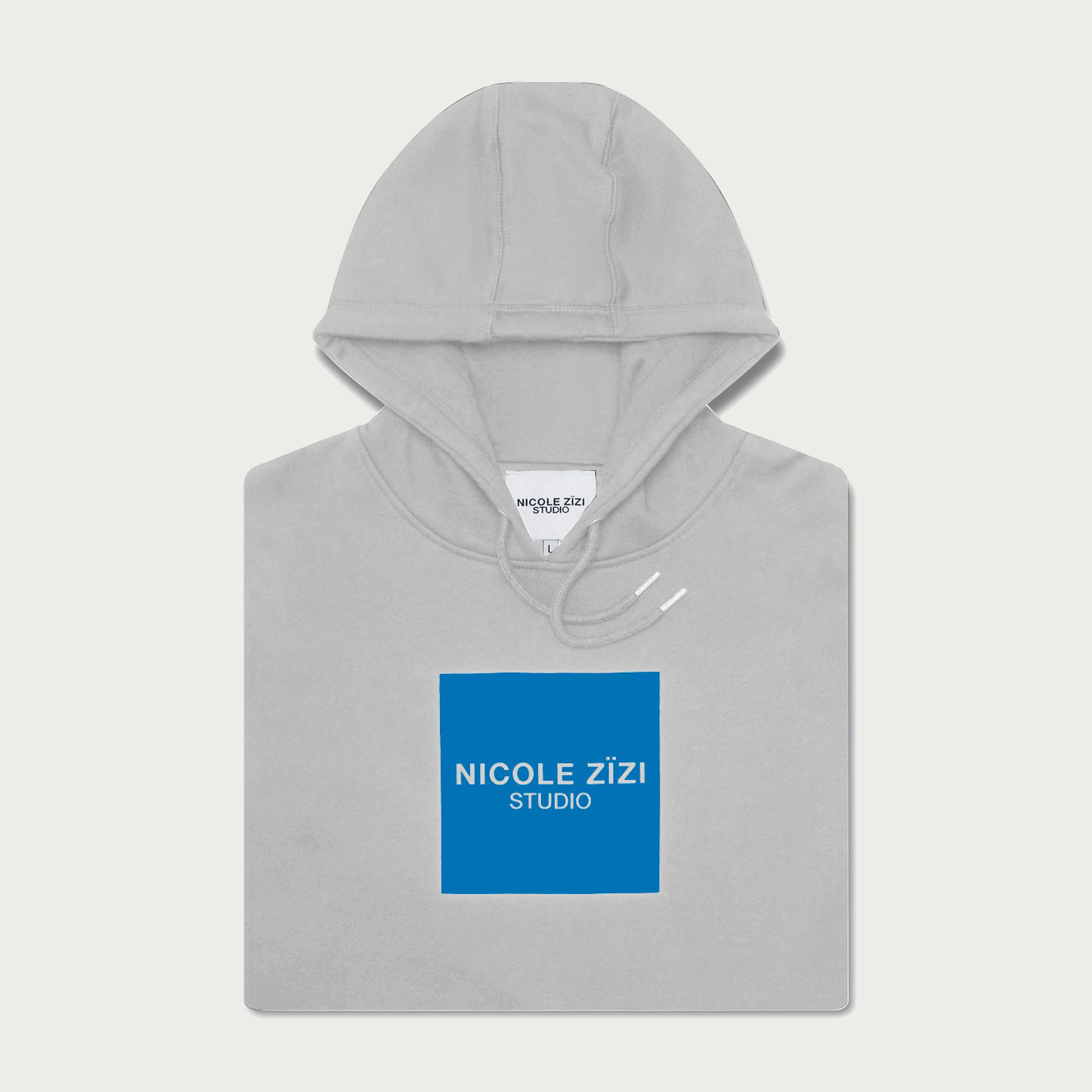 Organic Cotton Box Grey Blue Logo Hooded Sweatshirt