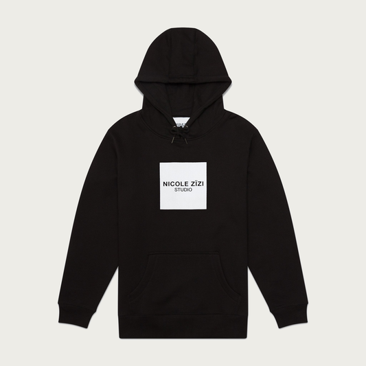 Organic Cotton Black Box Logo Hooded Sweatshirt