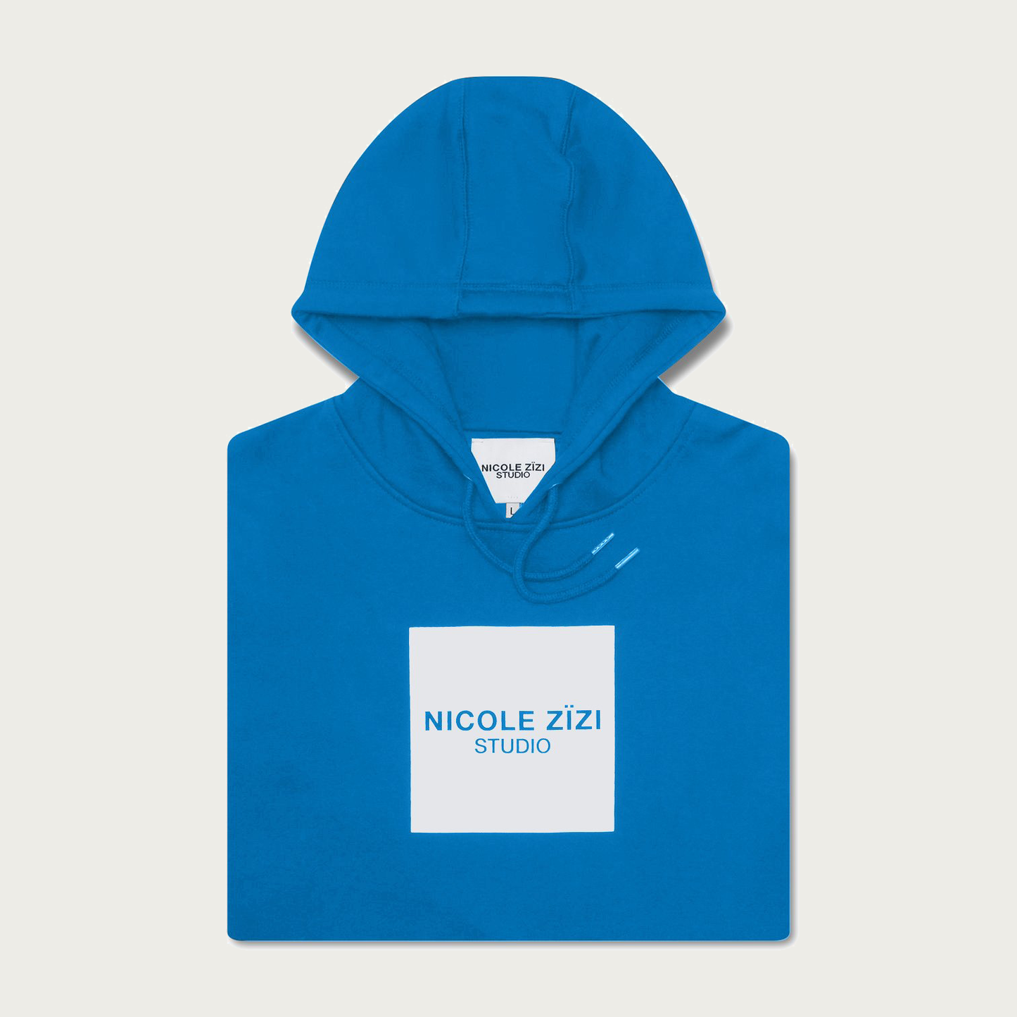 Organic Cotton Box Blue Logo Hooded Sweatshirt